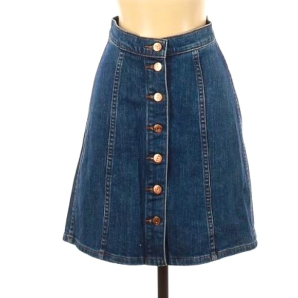 J. Crew A-Line Button Front Denim Skirt Size - Picture 1 of 3